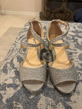 Alex Marie Silver Crystal Strap Heels